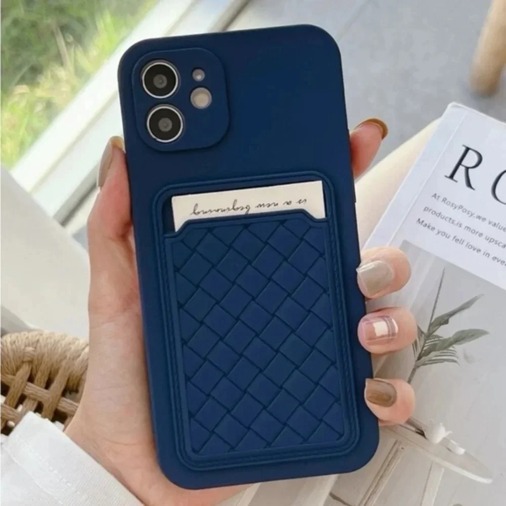 ⚠️Clearance💙iPhone 13/Pro/Pro Max Woven Pattern Card Slot Royal Blue - Picture 1 of 4